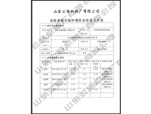 危險廢物污染環(huán)境防治信息公開表